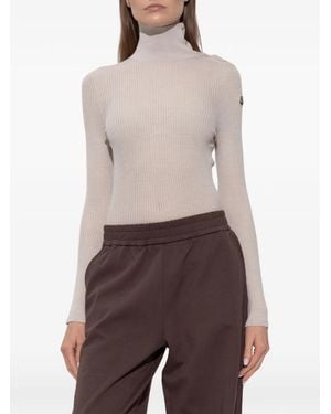 Moncler Button-Detail Ribbed Jumper - Natural