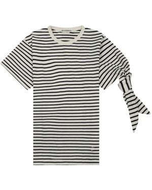 JW Anderson Striped Knot-Detail T-Shirt - Grey
