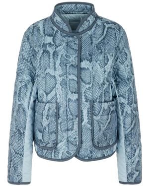 Marc Cain Reversible Quilted Snake-Print Jacket - Blue
