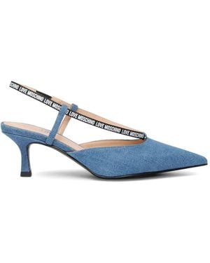 Love Moschino Point Toe Strap Court Shoes - Blue