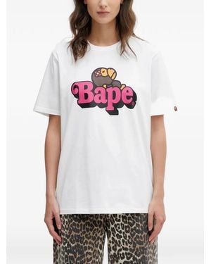A Bathing Ape Logo-Print T-Shirt - White
