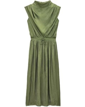 Ba&sh Celea Draped Drawstring-Waist Midi Dress - Green
