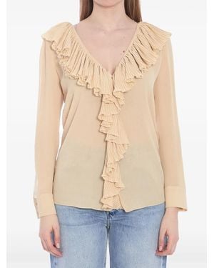 Saint Laurent Ruffled Blouse Shirt - Blue
