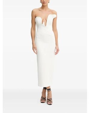 Bardot Sweetheart-neckline Midi Dress - White