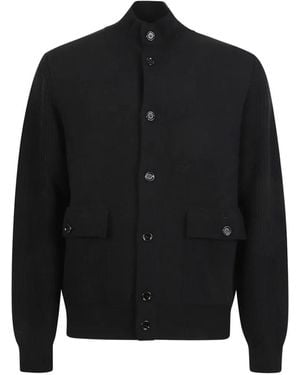 Lardini Ribbed-Knit Jacket - Black