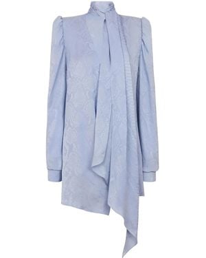 Balmain Snakeskin-Print Silk Minidress - Blue