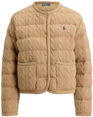 Polo Ralph Lauren Cable-Knit Bomber Jacket - Natural