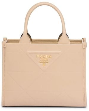 Prada プラダ シンボル レザーハンドバッグ ミニ - ナチュラル
