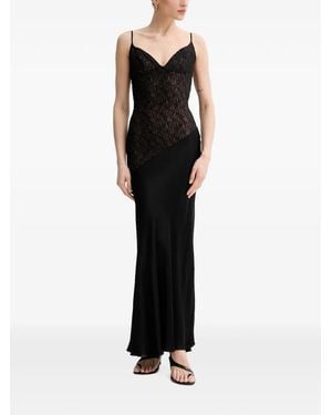 Bardot Robe Longue Aralia À Fines Bretelles Et Empiècements En Dentelle - Black