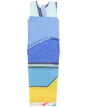 Pleats Please Issey Miyake Geplooide Midi-Jurk - Blauw