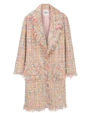 Edward Achour Paris Frayed-Edge Tweed Coat - Natural