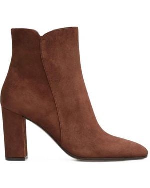 Gianvito Rossi Suede Block-Heel Ankle Boots - Brown