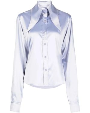 16Arlington Ione Oversize-Collar Shirt - Blue