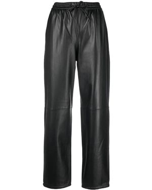 Yves Salomon Straight-Leg Lambskin Trousers - Grey