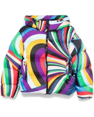 Emilio Pucci Irideプリント パデッドジャケット - ブルー