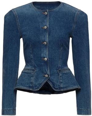 Magda Butrym Peplum Denim Jacket - Blue