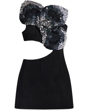 Area Embroidered Cut-Out Mini Dress - Black