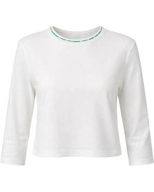 Reformation Lewis Beaded-Neck T-Shirt - White