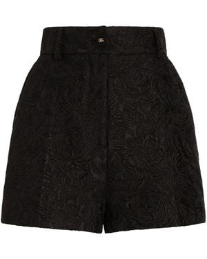 Dolce & Gabbana Floral Brocade-Effect Shorts - Black