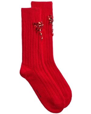 Simone Rocha Chaussettes À Ornements - Rouge
