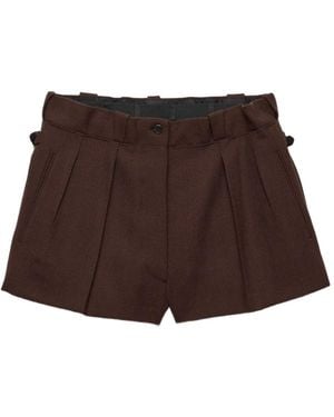 Prada Wollen Shorts Met Chevron Streep - Bruin