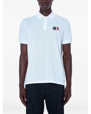 Moncler Logo-Patch Piqué Polo Shirt - White