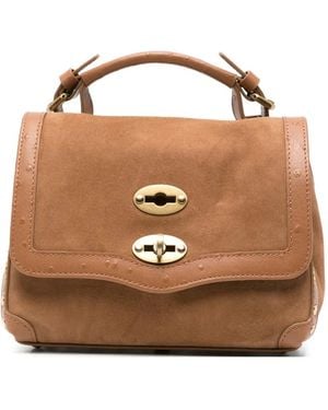 Zanellato Mini Postina Studded Suede Tote Bag - Brown