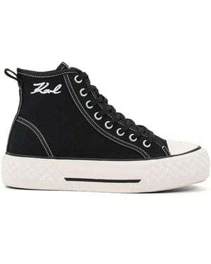 KARL LAGERFELD Lace-Up High-Top Sneakers - Black