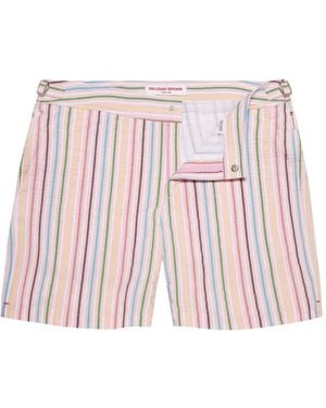 Orlebar Brown Mid-Length Deckchair Stripe Swim Shorts - Red