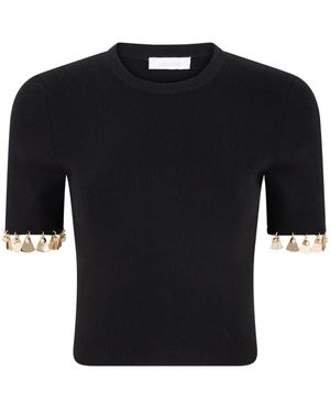 Rabanne Charm-Trim Cropped T-Shirt - Black