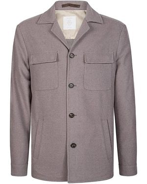 Eleventy Flap-Pocket Wool Overshirt - Brown