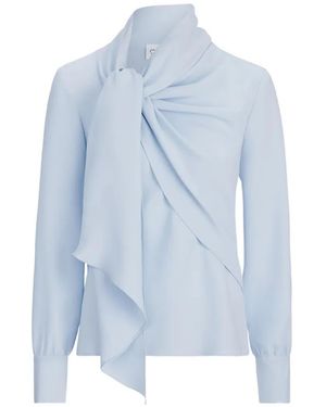 Oscar de la Renta Neck-Tie Georgette Blouse - Blue