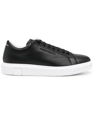 ARMANI EXCHANGE Leather Low-Top Trainers - Black