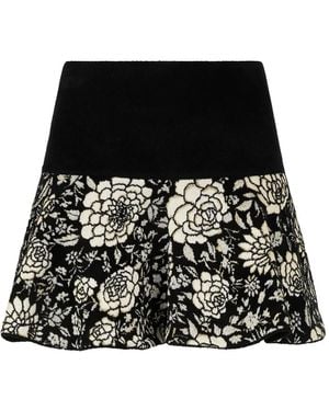 Roberto Cavalli Floraler Jacquard-Minirock - Schwarz