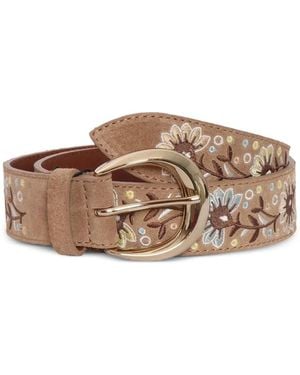 Orciani Floral Embroidered Belt - Brown