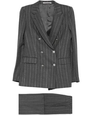 Tagliatore Pinstriped Double-Breasted Blazer - Gray