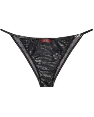 DIESEL Metallic-effect String Briefs - Black