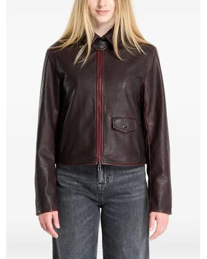 Desigual Distressed-Finish High-Neck Jacket - Brown