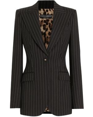 Dolce & Gabbana Striped Single-Breasted Jacket - Black