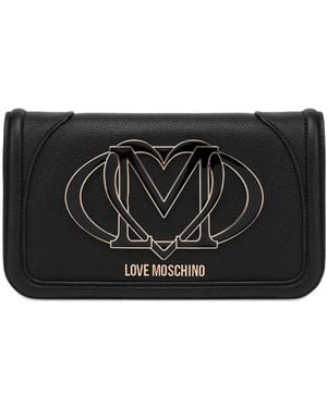 Love Moschino Logo-Plaque Clutch Bag - Black
