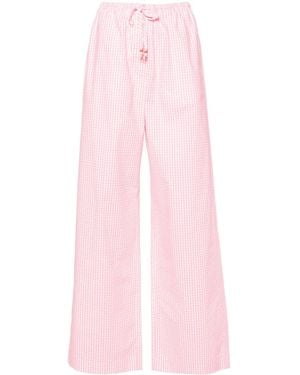 forte_forte チェック ワイドパンツ - ピンク
