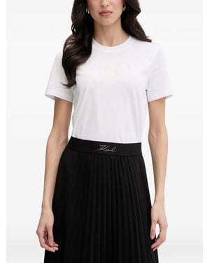 KARL LAGERFELD T-Shirt À Logo Brodé - White