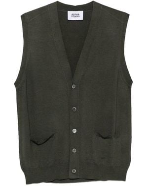 Alpha Studio Button-Up Wool Waistcoat - Green