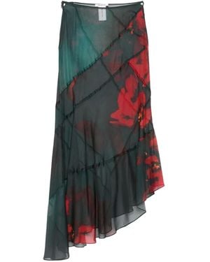 Peter Do Floral-Print Asymmetric Maxi Skirt - Green