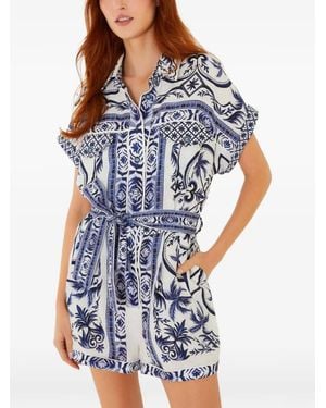 FARM Rio Wonderful City Belted Romper - Blue