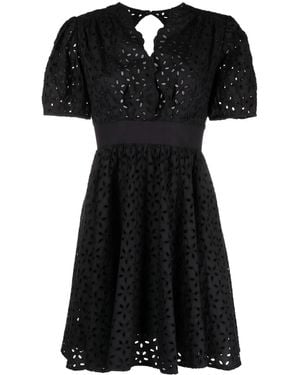 Pinko Broderie-Anglaise Cotton Short Dress - Black