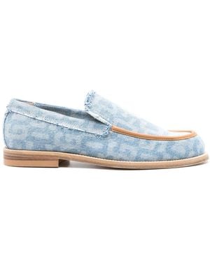 Gcds Monogram-Print Denim Loafers - Blue