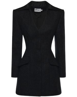 Self-Portrait Button-Up Collared Mini Dress - Black