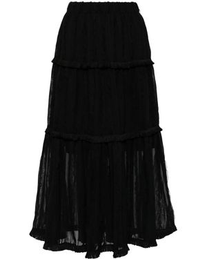 B+ AB Tiered Midi Skirt - Black