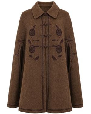 Antik Batik Willow Embroidered Cape - Brown